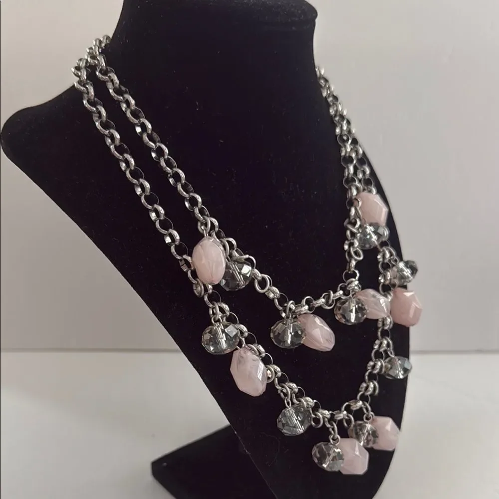NWT Chico’s Elegant Silver and Pink Beaded Necklace